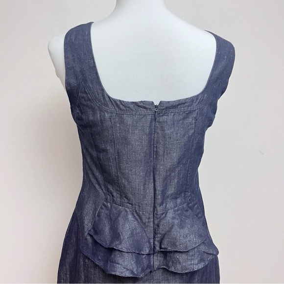 Allure Square Neck Ruffle Back Denim Chambray Mini Sheath Dress Women’s 8 - Picture 4 of 7